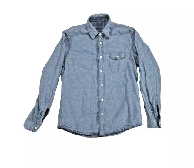 FAHERTY REVERSIBLE BUTTON up Shirt Men's Size M Chambray Blue and PLAID ...