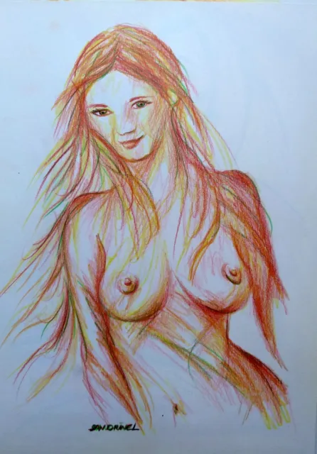 Femme nue seins nus Dessin érotique au crayon gris Nu féminin artistique sensuel