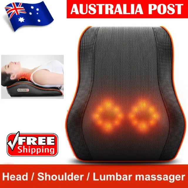 Neck Back Lumbar Massager Body Heating Massage Cushion Shiatsu Pillow Car Home