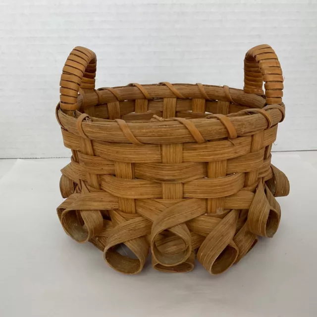 Handcrafted Wicker Basket with Handles Signed G. Kabel 1985 Small 5” Round