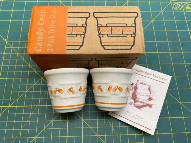 Longaberger Candy Corn 2 Pack Votive Cups Item #37508 Made in USA