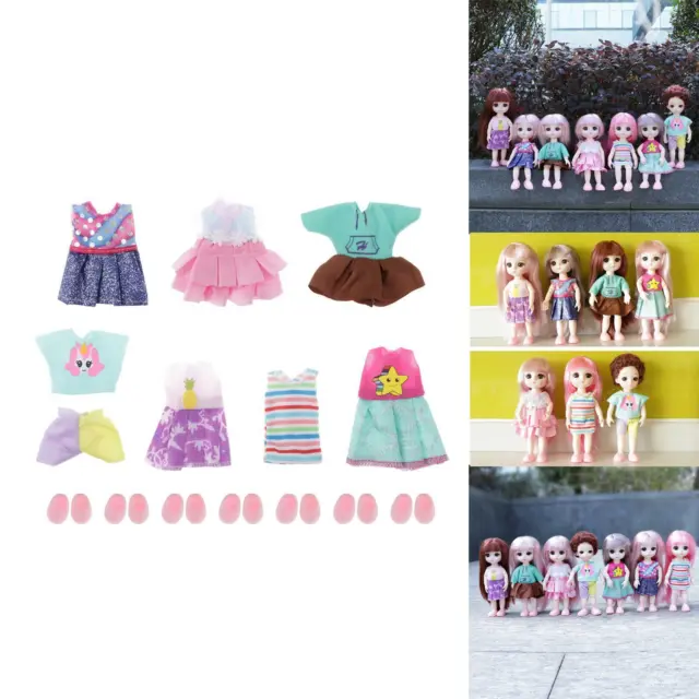 7 Set Mini Vestiti per Bambole Abiti Abiti per Bambole da 6 pollici Dress Up