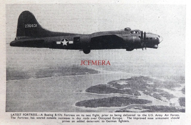 BOEING B 17G FLYING Fortress Bomber Aircraft Original WW2 Photo Print 