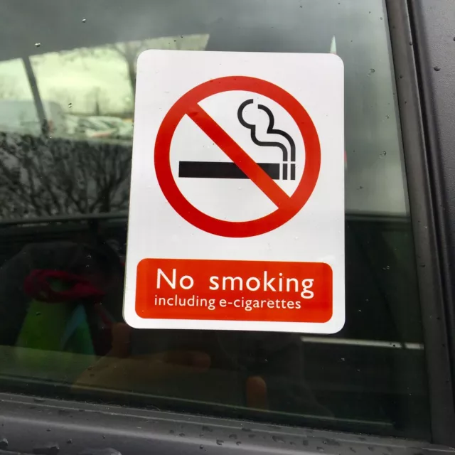 NO SMOKING Including e-Cigs Sign Self Adhesive Sticker Car Taxi Bus Cab 75x100mm