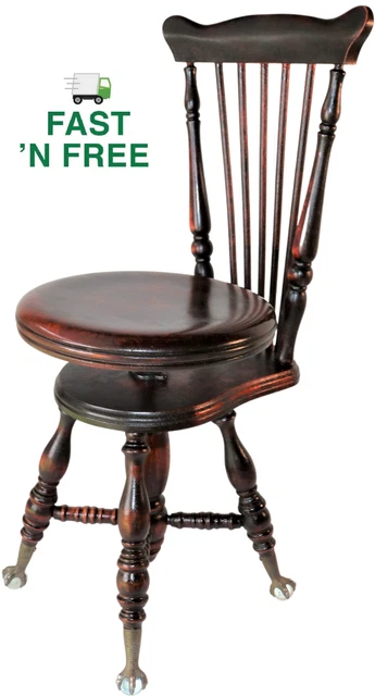 🎹 Antique Height Adjustable Glass Ball, Claw Footed Piano Stool ~ $0 Fast Ship