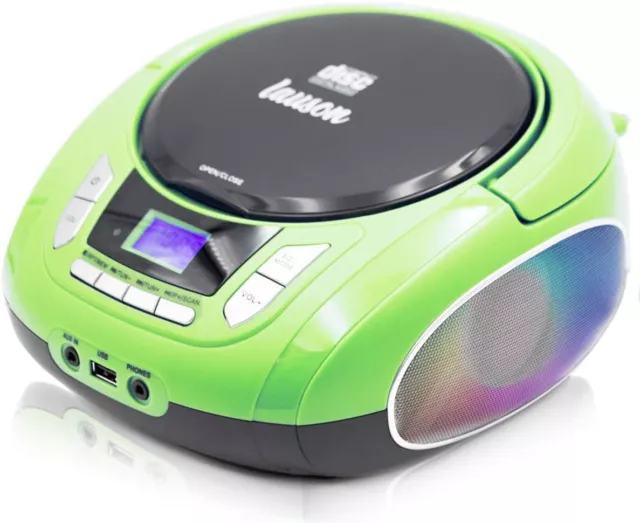 NXT964 Lauson Player CD Tragbar, Lichter LED Multicolor, Radio Fm USB Grün