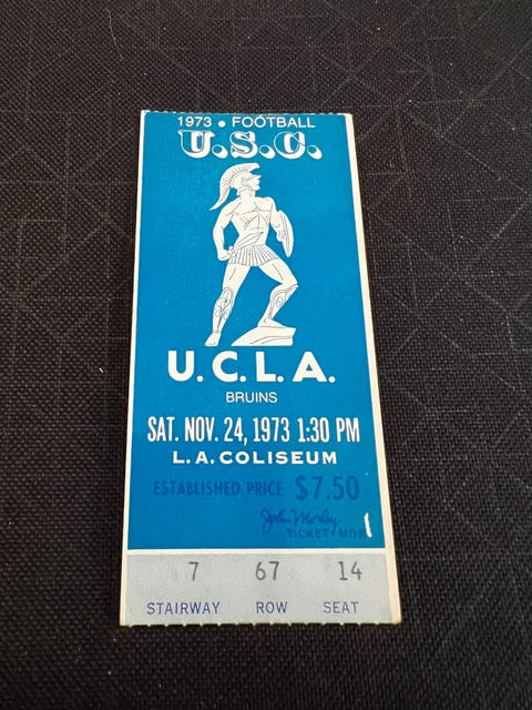 1973 USC Trojans vs UCLA Bruins Football Ticket Stub - LA Coliseum - November 24