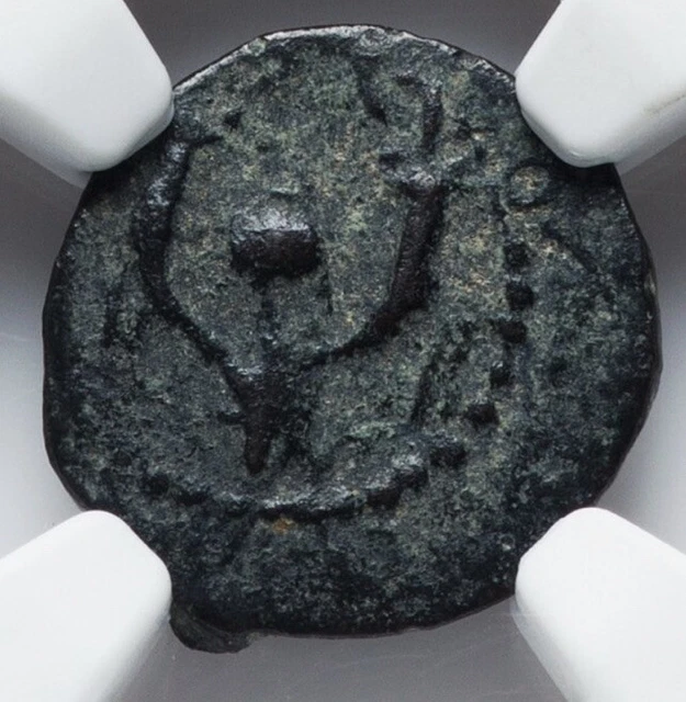 NGC VF J Hyrcanus Judaea Widows Mite Bible Hasmonean Coin 135-104 BC AE Prutah