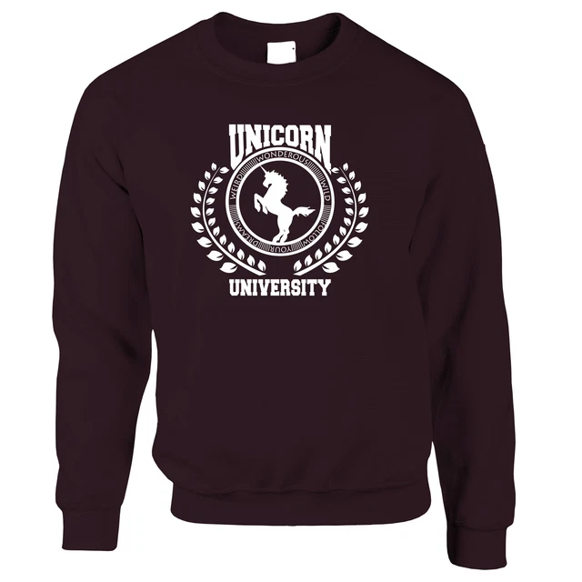 College Parody Jumper Unicorn University Logo Magic Mythical Joke Slogan