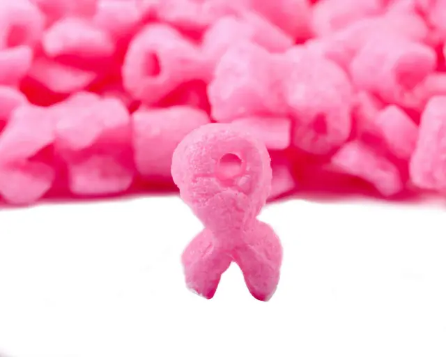 Funpak Packing Peanuts Pink Ribbons 1.5 Cu Ft Compostable Biodegradable