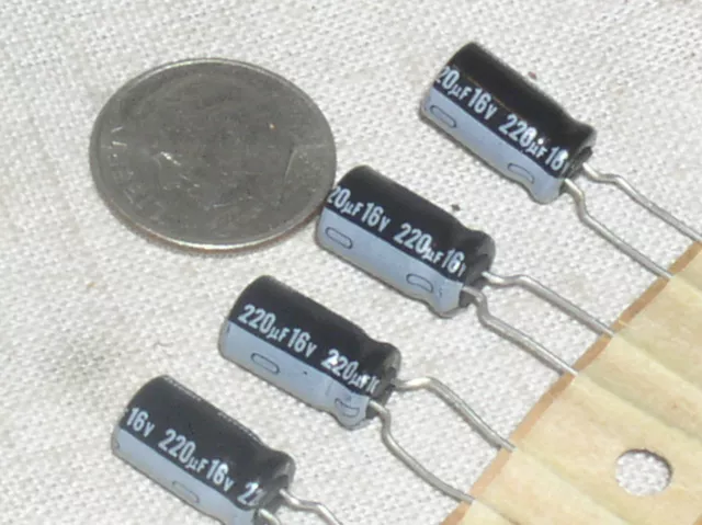 4 New Nichicon 220Uf/16V 220 Mfd 16 V Radial Electrolytic Capacitor Cap 105* Usa 2