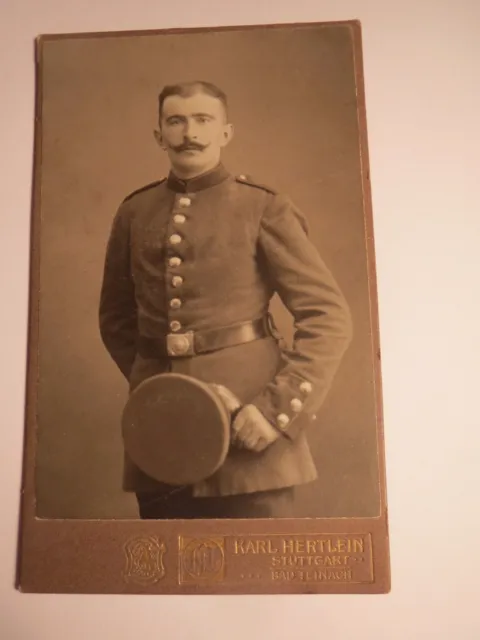 Stuttgart - Bad Teinach - stehender Soldat in Uniform - Portrait / CDV