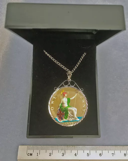 *BEAUTIFUL Enamelled 1899 VICTORIAN Antique Penny Coin Necklace Pendant 2