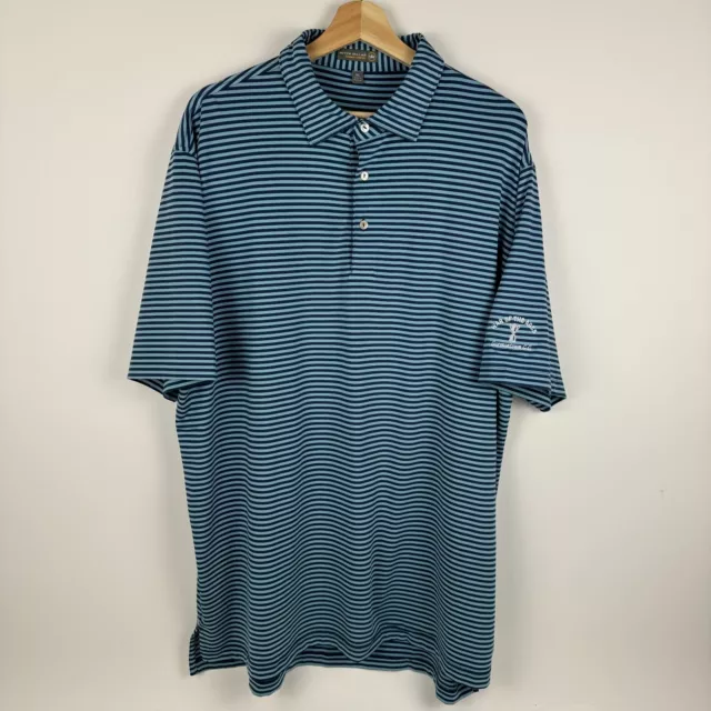 Peter Millar Summer Comfort Golf Polo Shirt Blue Stripe Germantown CC TN Mens XL