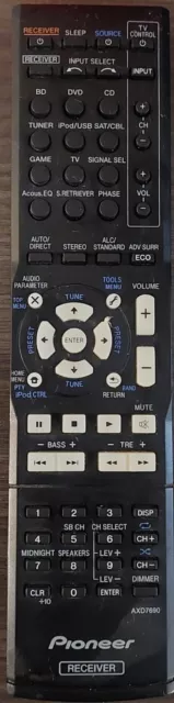 PIONEER AXD7690 Remote Control for HTP-072 VSX-324 VSX-324-K-P TESTED WORKING