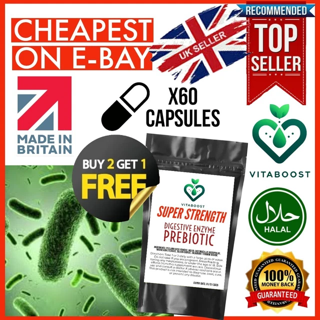 DIGESTIVE ENZYME CAPSULES Natural Support for Digestion & Bloating £9