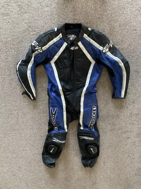 Joe Rocket Blue White Black One piece leather Motorcycle On Track suit 40