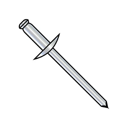 ZORO SELECT SDS45L Blind Rivet, Large Flanged Head, 1/8 in Dia., .462 in L,