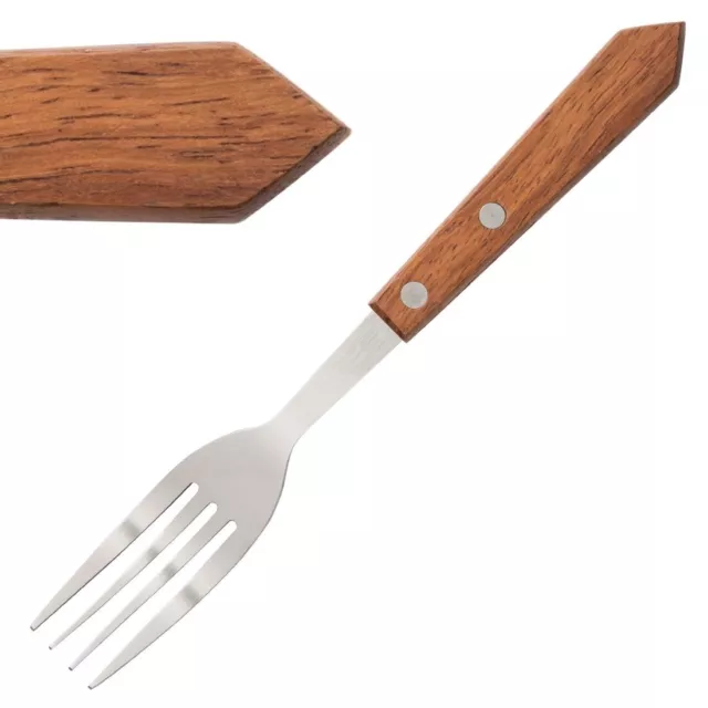 Olympia Steak Fork Wooden Handle Pack Of 12 C137