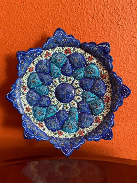 Persian Minakari Copper plate , Art , Mina kari ,Enamel