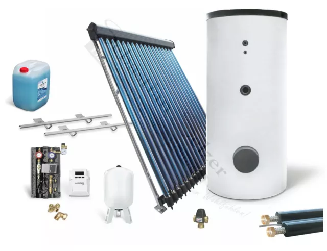 Solaranlage komplett Solarpaket Solarthermie Warmwasser, 300l Speicher 4,89m²