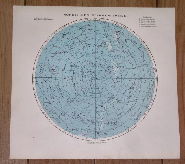 1936 Original Vintage Map Of Northern Sky Heavens Stars Solar System Astronomy