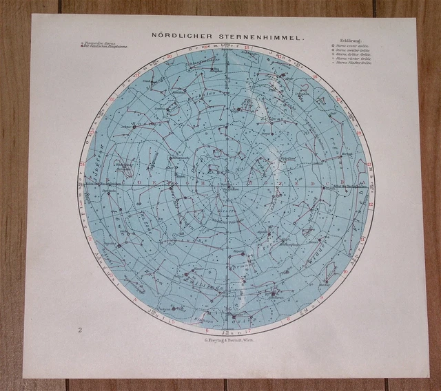 1936 Original Vintage Map Of Northern Sky Heavens Stars Solar System Astronomy