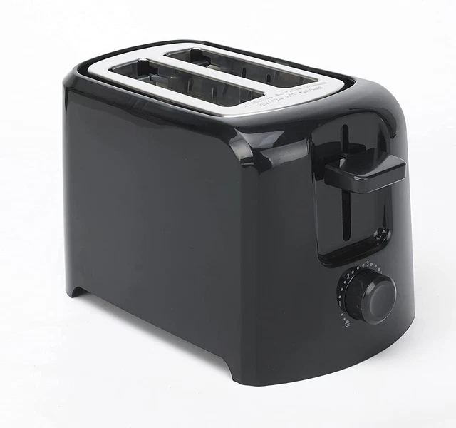 Dominion 2-Slice Toaster with Shade Control, Slide-Out Crumb Tray, Black