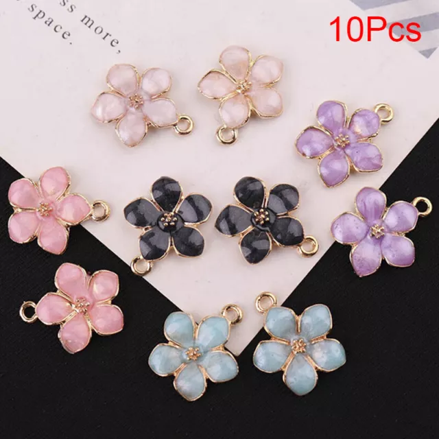 10 Teile / satz Emaille Legierung Blume Charms Anhänger Schmuckzubehör DIY