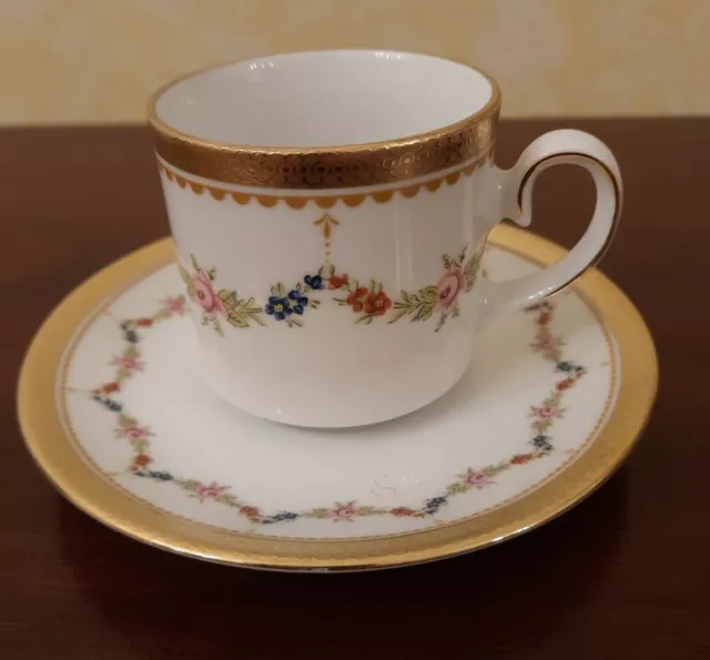 Vintage Tirschenreuth Bavaria Germany Porcelain Demitasse Gold Rim