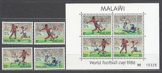 Malawi - Post Yvert 469/72 + Hb 66 MNH Sport Fußball