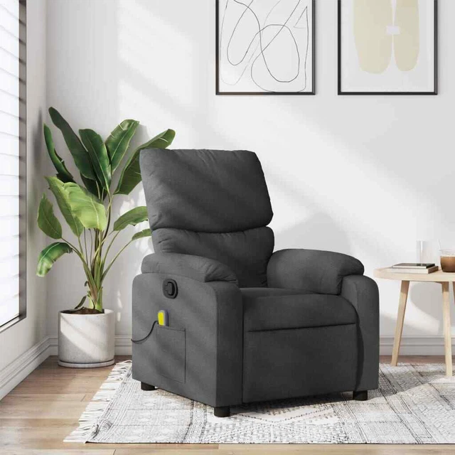 Massagesessel Fernsehsessel Relaxsessel Liegesessel Dunkelgrau Stoff vidaXL