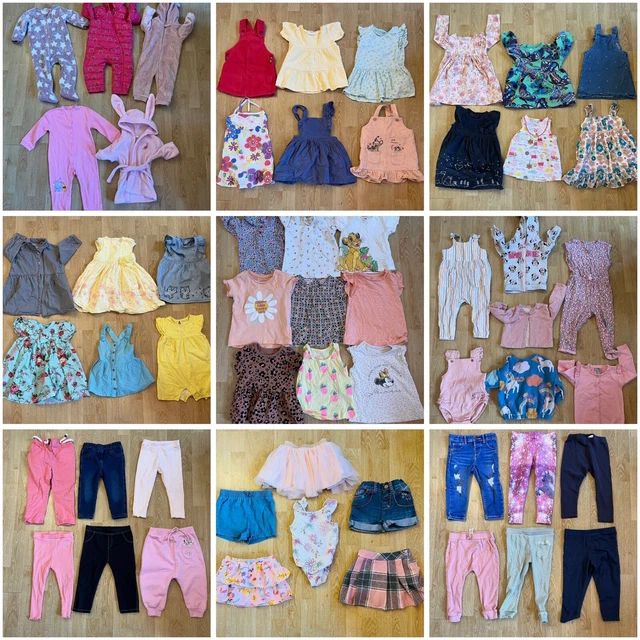 Enorme pacchetto di vestiti per bambini Girsl età 12/18 mesi 57 articoli