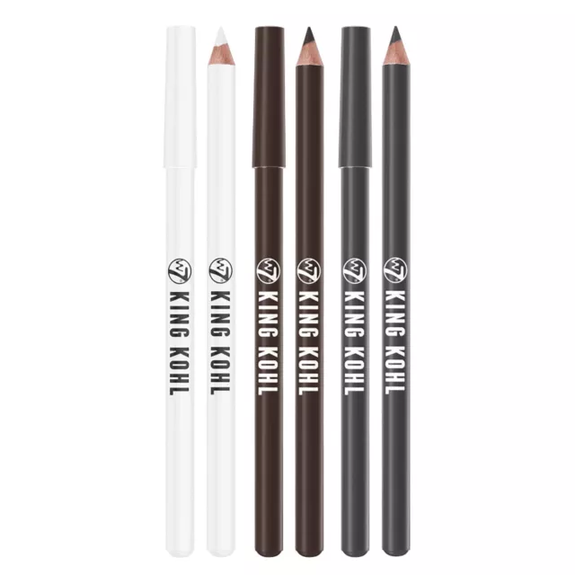 W7 King Kohl Eyeliner, White, Black Brown, Grey - Eye Liner Pencil