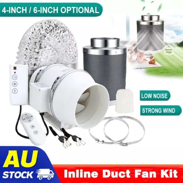 4" 6" Grow Tent Kit Inline Duct Fan Ventilation Carbon Filter & Speed Controller