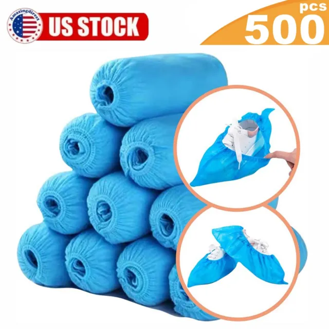 500PCS Thickened Shoe Covers Anti Dust Non-Slip Protector Overshoes Indoor Blue