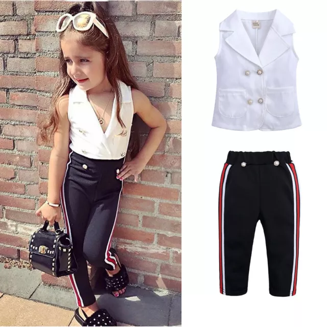 Pantaloni top senza maniche per bambini bambini bambini piccoli vestiti con bottoni set abiti estivi