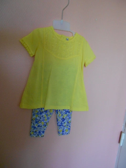 Ensemble Bébé Fille 3/6 Mois - Robe + Legging 3/4 + Bandeau, Imprimé Poissons