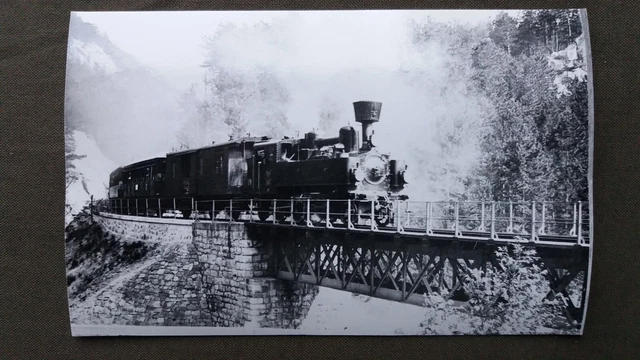 8585 Pressefoto BBÖ-Dampflok auf Stahlbrücke um 1950