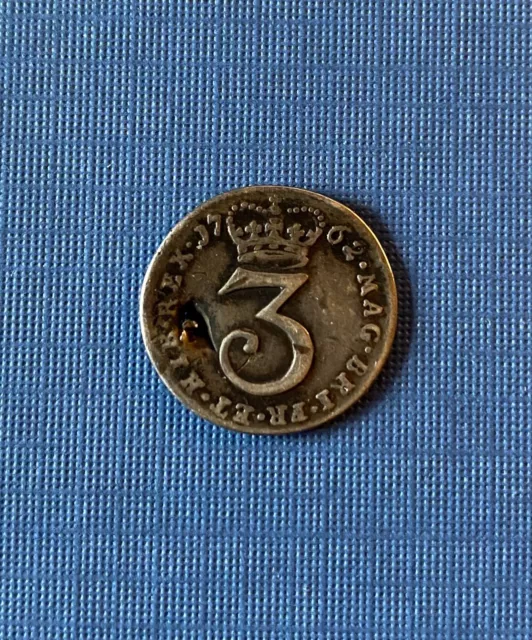 George III silver threepence 1762 - holed