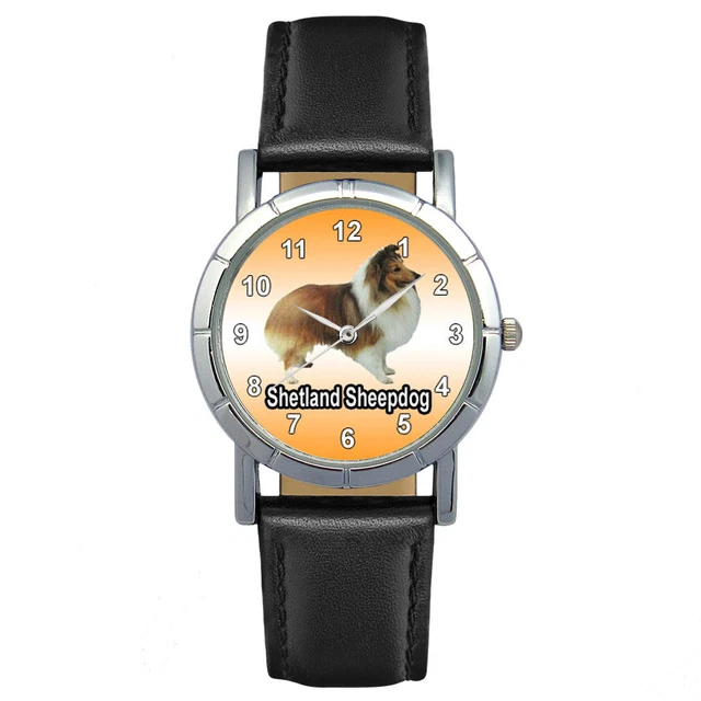 Shetland Sheepdog Puppy Dog Mens Ladies Genuine Leather Band Wrist Watch SA1134