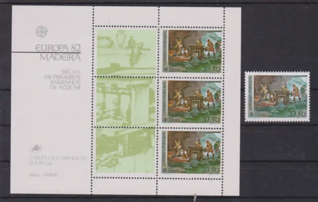 Portugal-Madeira 1982 postfrisch MiNr. 77 und Block 3 Historische Ereignisse