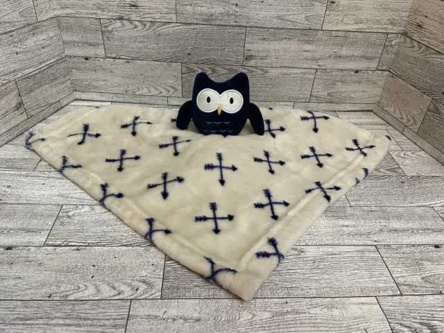 Hudson Baby HB Owl Lovey 14x14 Beige Navy Security Blanket Plush Super Soft