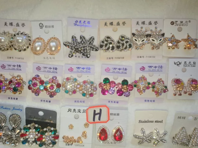 Joblot 18 Pairs Mixed Design Sparkly Diamante stud Earrings-NEW Wholesale lot H