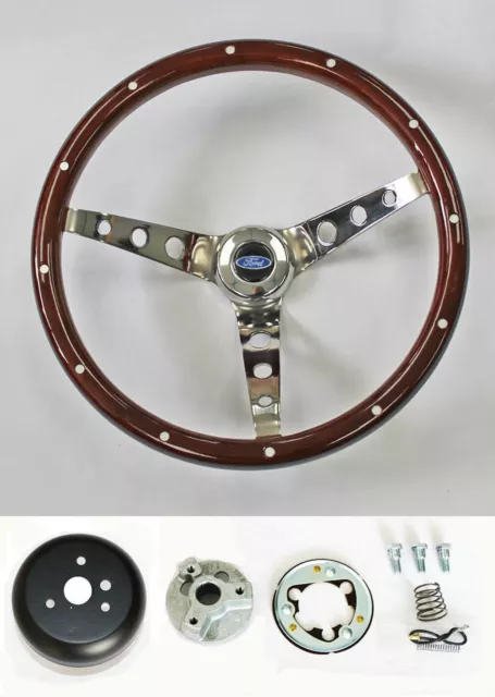 78-91 Ford Bronco F100 F150 F250 F350 Wood Steering Wheel Rivets High Gloss 15"