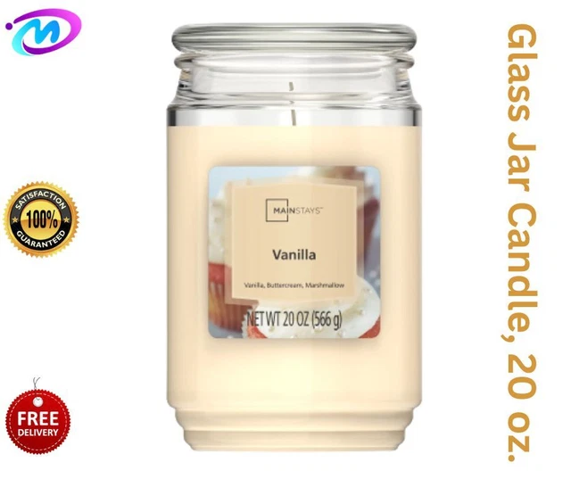Mainstays Vanilla Scented Single-Wick Large Glass Jar Candle, 20 oz