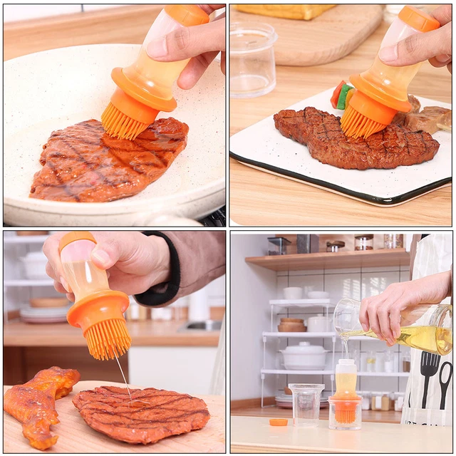 (Orange)Silicone Basting Brush With Heat Resistance Easy To BBQ Tool For
