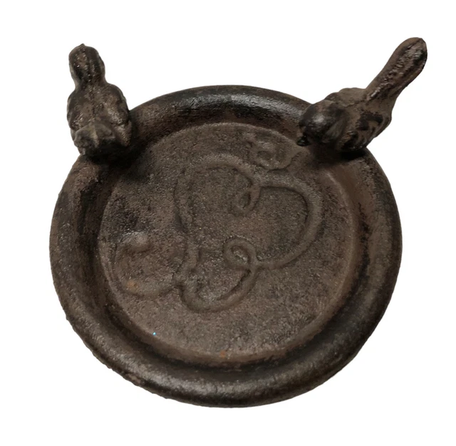 Bird  Figurine Trinket Dish Candle Holder Cast Iron Rustic Antique Style