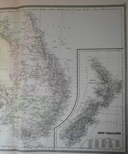 Australia Tasmania New Zealand explorer routes Torrens 1889 Bradley large map 2