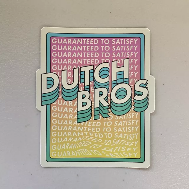 DUTCH BROS COFFEE Sticker April 2021 “Guaranteed to Satisfy” Pink Teal